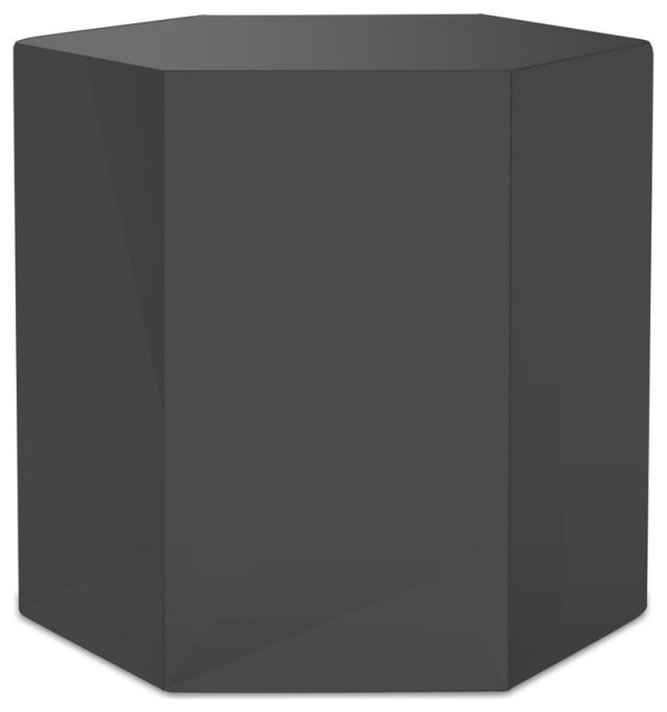 13" Grey High Gloss Manufactured Wood Hexagon End Table Transitional