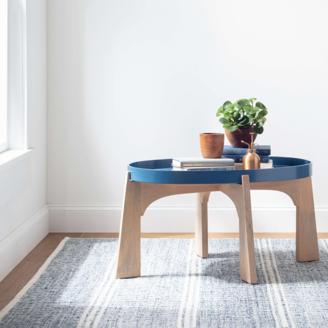 Malta Blue Woven Wool Rug, 2'x3' Beach Style Area Rugs by Annie