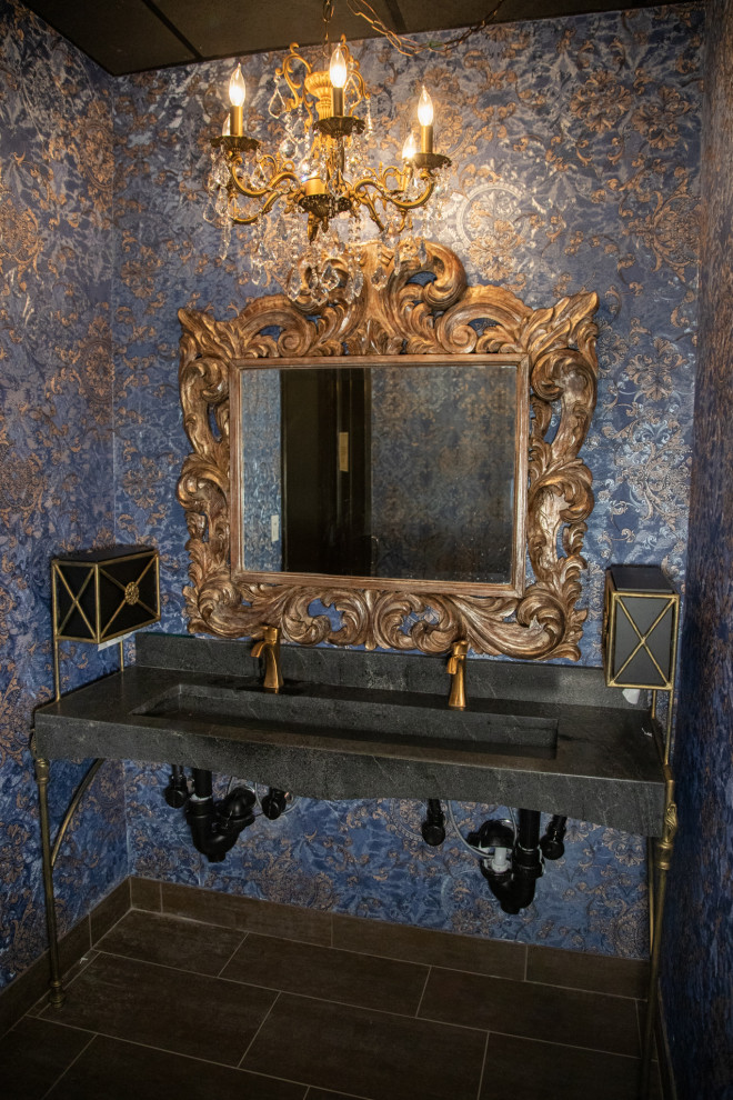 Ornate powder room photo in Cleveland