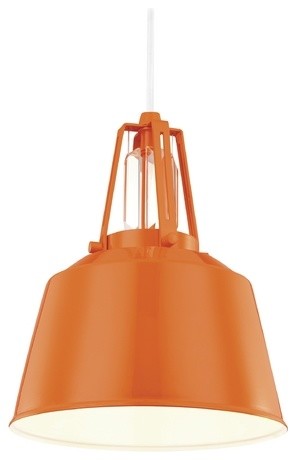 Feiss Lighting Freemont Hi Gloss Orange Mini-Pendant Light with Bowl / Dome Shad