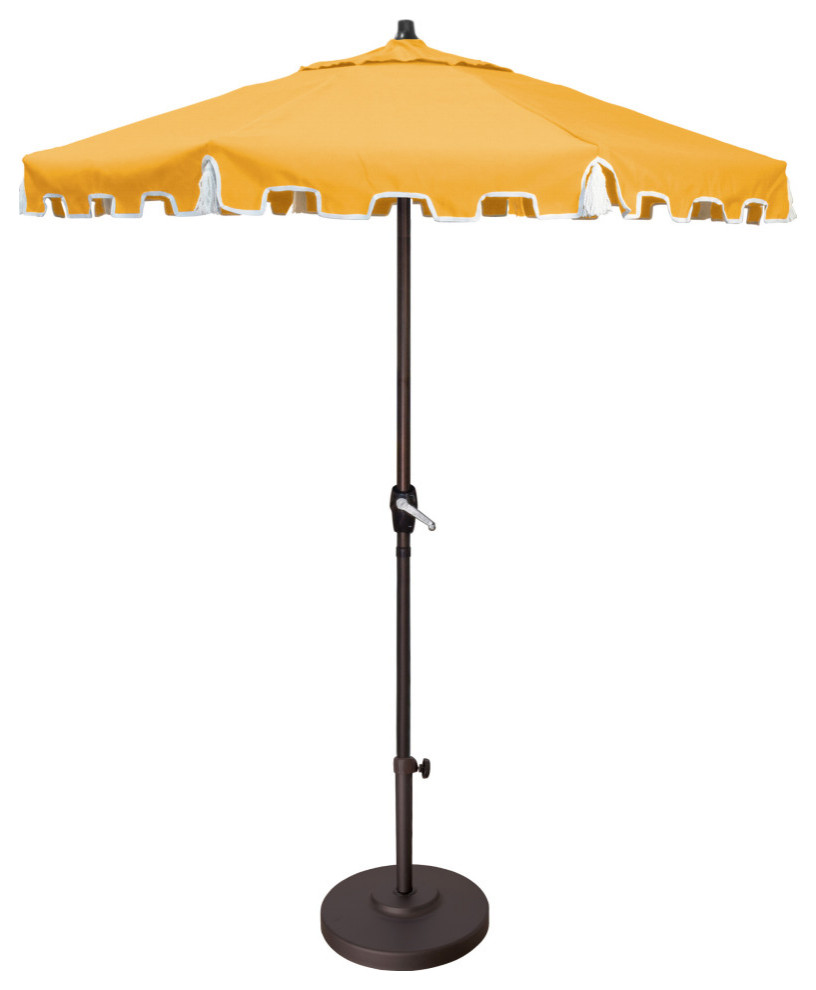7.5' Greek Key Patio Umbrella With Fiberglass Ribs and Tassels