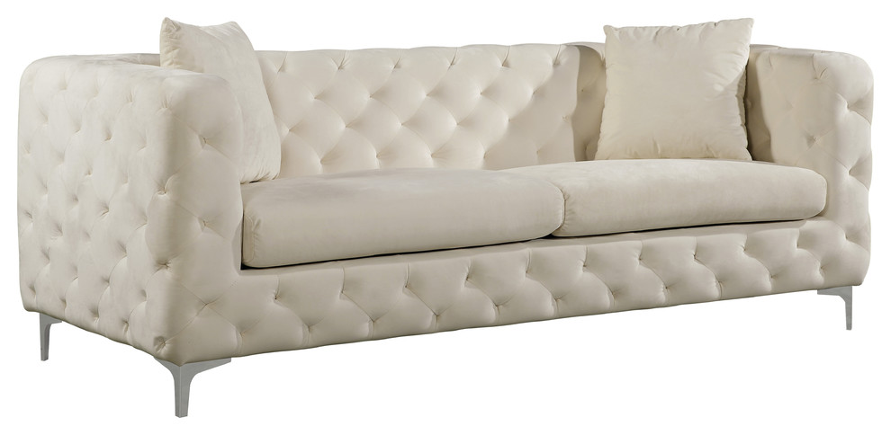 Scarlett Cream Velvet Sofa - Contemporary - Sofas - by Meridian Furniture
