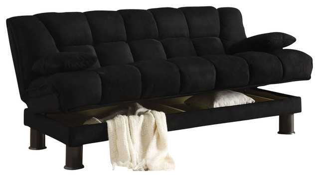 Black Skin Microfiber Adjule Tufted Storage Futon Sofa Bed With Black Skin Microfiber Adjule Tufted Storage Futon Sofa Bed With Pillow