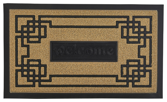 Natural Greek Key Coir Doormat Contemporary Doormats By