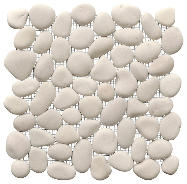 12 X12 Perfect Pebble Tile Beach Style Mosaic By Island 12 X12 Perfect Pebble Tile Antique White
