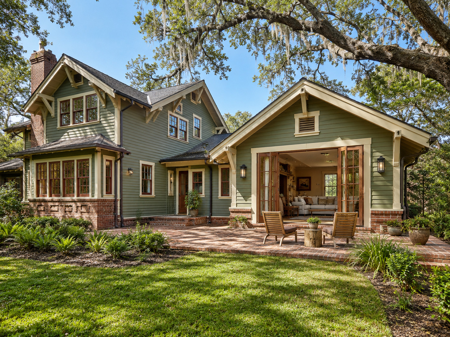Sage Craftsman Bungalow with Gabled Extension