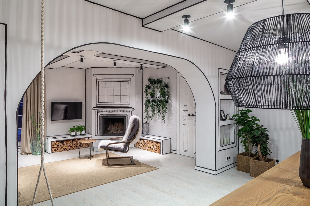 Проект переделки гостиной в загородном доме для Дачного ответа на НТВ