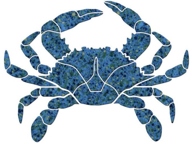 Crab Ceramic Swimming Pool Mosaic 12"x9", Light Blue