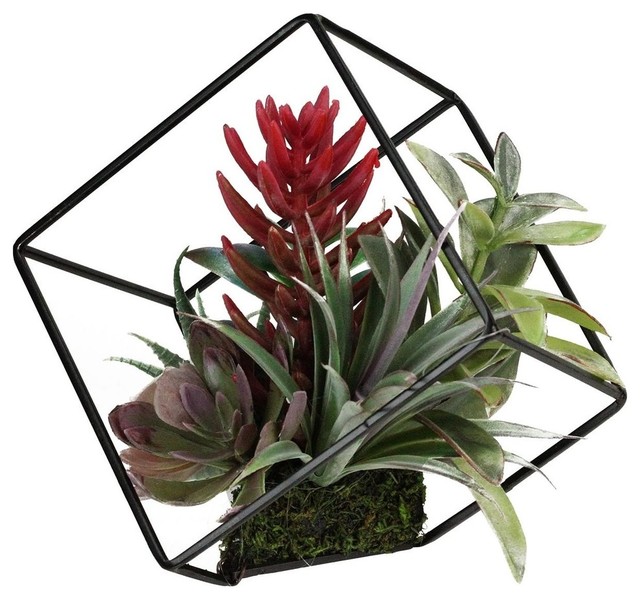 7 Artificial Succulents Arrangement In Decorative Offset Metal