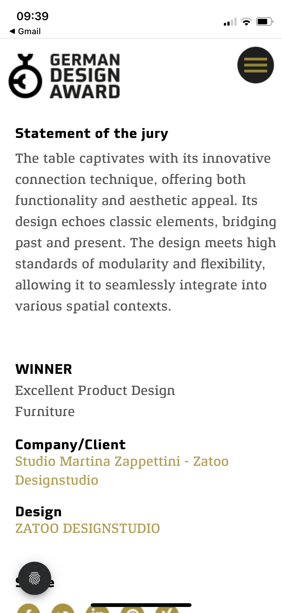 Roll table System winner in eccellente product design GERMAN DESIGN AWARD 2025