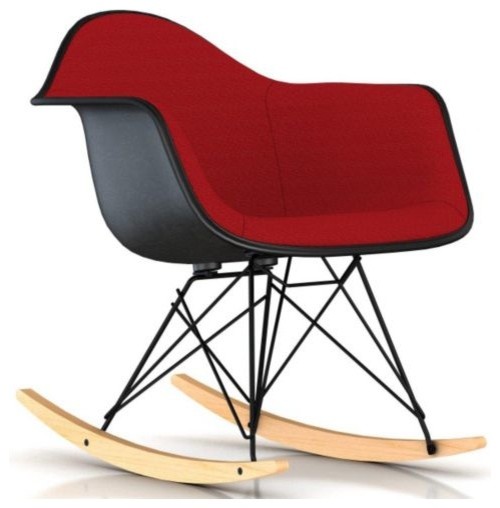Eames Upholstered Molded Fiberglass Armchair - Rocker Base by Herman Miller
