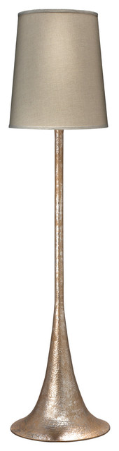 Jamie Young Hammered Metal Floor Lamp in Platinum with Tall Open Cone Shade