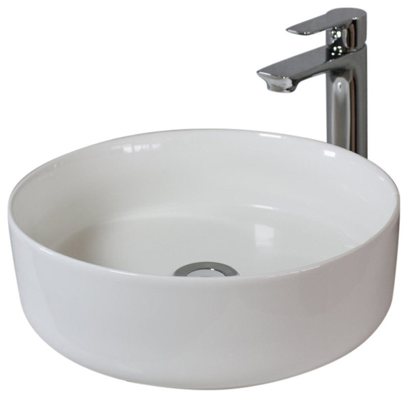 Eden Bench Mount Ceramic Circular Vessel Bathroom Sink Contemporary