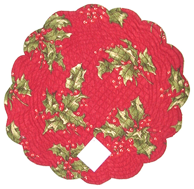Holly Red Round Placemat Traditional Placemats by Simply Quilt Crazy