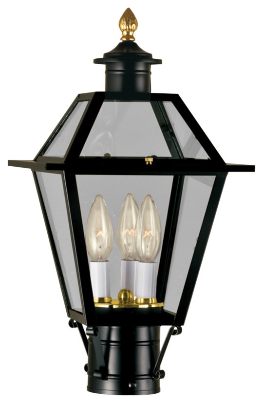 Lexington Medium 3 Light Outdoor Post Lighting  in Black with Clear Glass