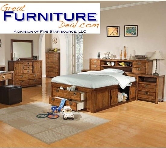 Acme Furniture - Meadow Oak Wood Storage Full Bookcase Captain Bedroom Set - M06