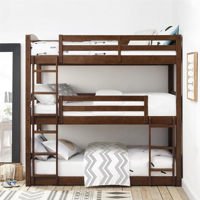 Dorel Living Aaida Triple Floor Bunk Bed Transitional Beds Dorel Living Aaida Triple Floor Bunk Bed
