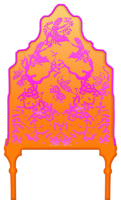 Chinoiserie Curvy Orange and Purple Headboard Wall Decal