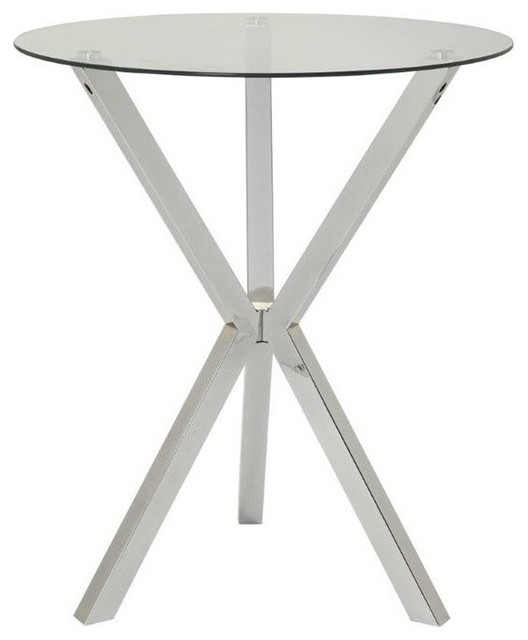 Coaster Glass Top Round Pub Table in Chrome