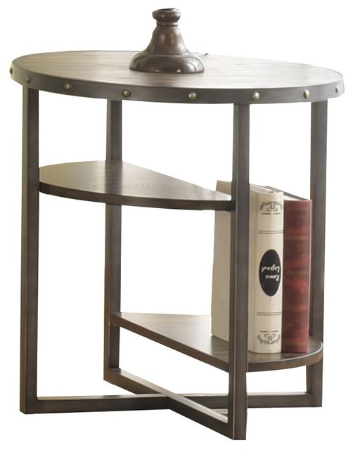 Wooden End Table With 2 Tier Open Shelf Weathered Dark Oak Brown Industrial Side Tables And By Virventures - Dark Oak Round End Table Wooden End Table With 2 Tier Open Shelf Weathered Dark Oak Brown Industrial Side Tables And By Virventures - Dark Oak Round End Table