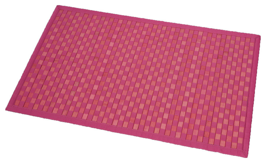 Bath Mat Bamboo Rug In Cross Twill Rug Checkerboard Pink