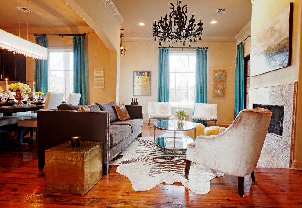 Design ideas for a transitional living room in New Orleans.