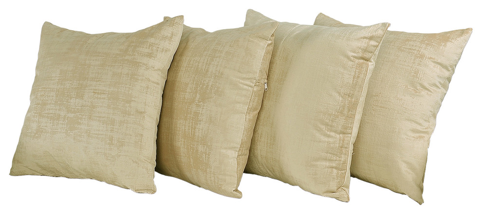 Serenta Textured Velvet Pillow Shell, Set of 4, Almond Buff