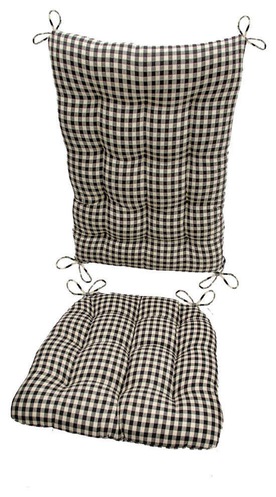 Checkers Black & White Checkered Rocking Chair Cushions, Latex Foam