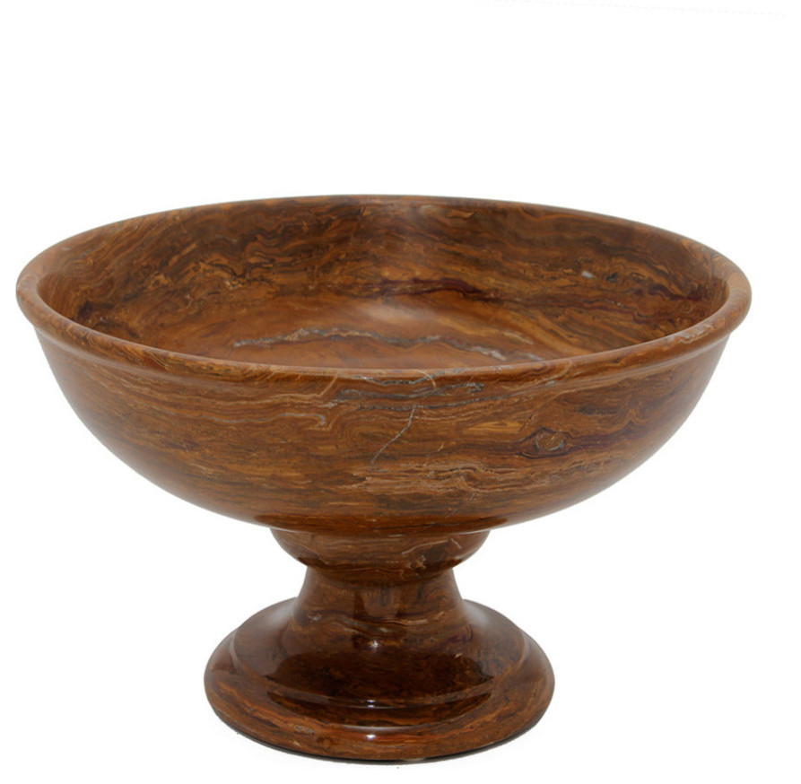 Carpo Pedestal Bowl, Saffron Brown Onyx Traditional Decorative