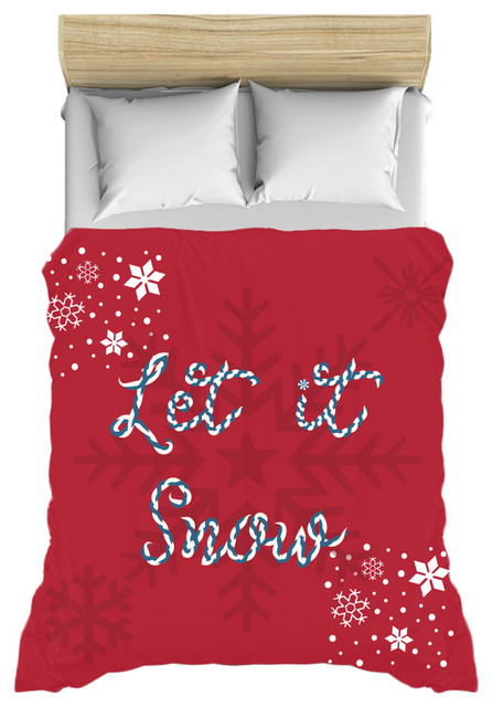 Let It Snow Red Duvet Cover Contemporary Duvet Covers And