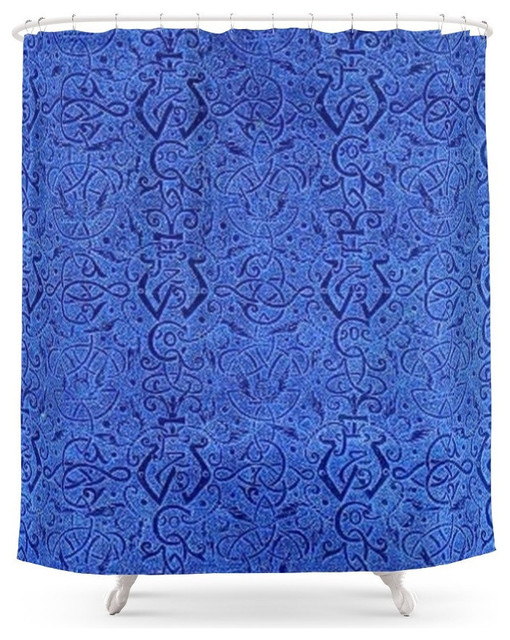 Vintage Triskle Trinity Knot Sapphire Blue Shower Curtain Vintage Triskle Trinity Knot Sapphire Blue Shower Curtain Contemporary Curtains By Society6