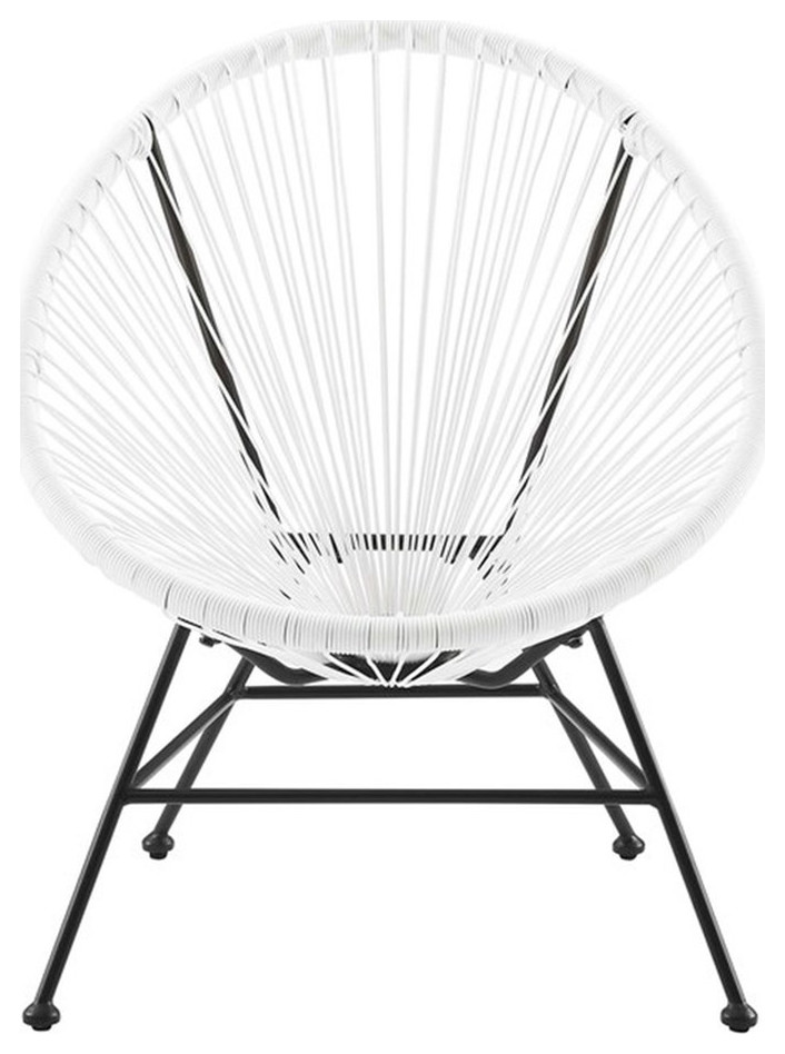 Linon Tallie Outdoor Metal Single Chair in White Beach Style Outdoor Lounge Chairs by