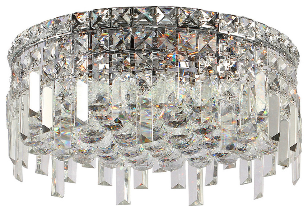 Cascade 5-Light Chrome Finish Crystal 16" Round Ceiling Light