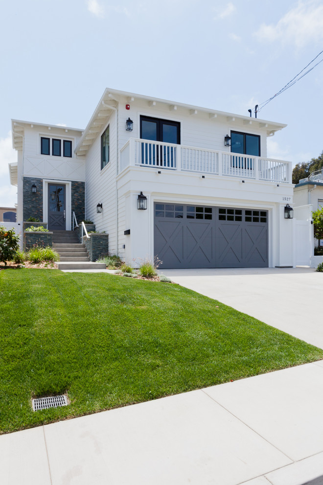 Large beach style attached two-car garage in Los Angeles.