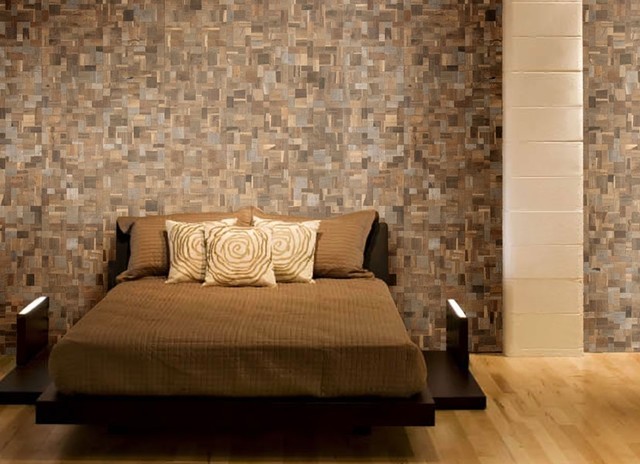 teak tiles mosaic wood tiles - traditional - bedroom - hawaii -