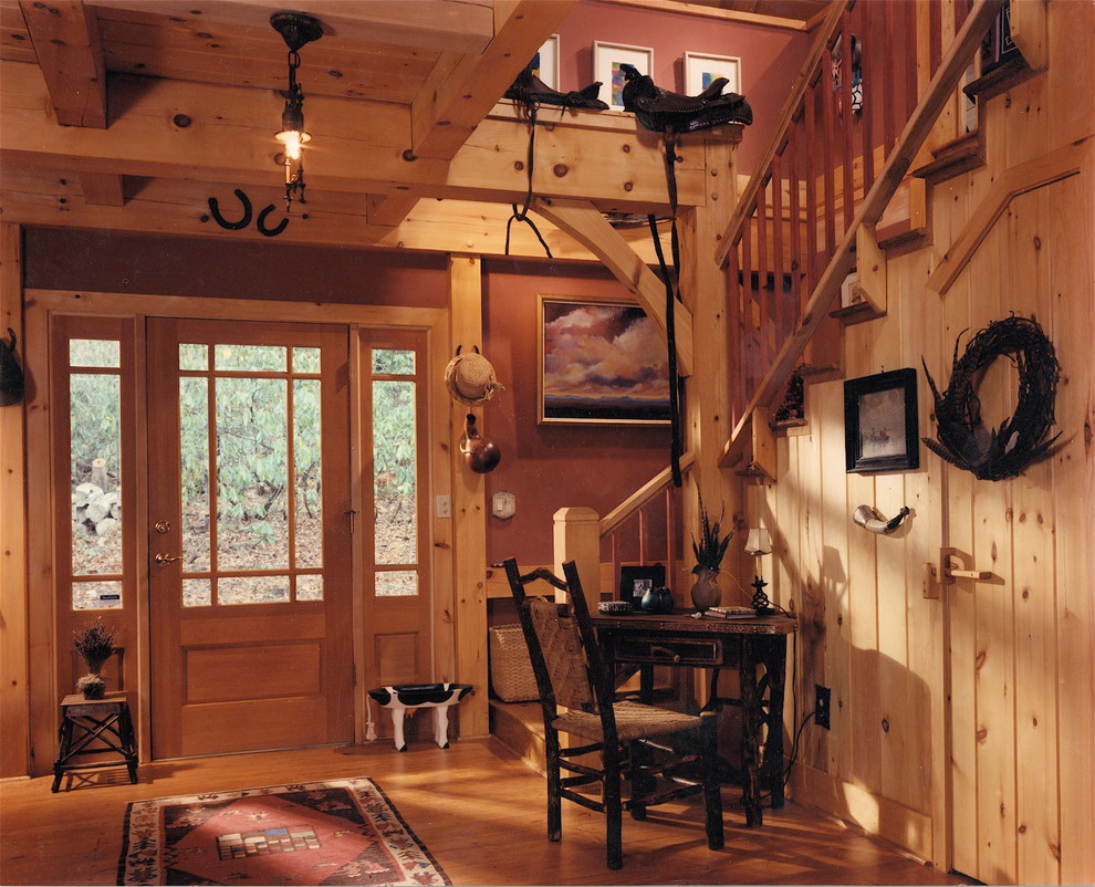 Example of a mountain style entryway design in Charlotte