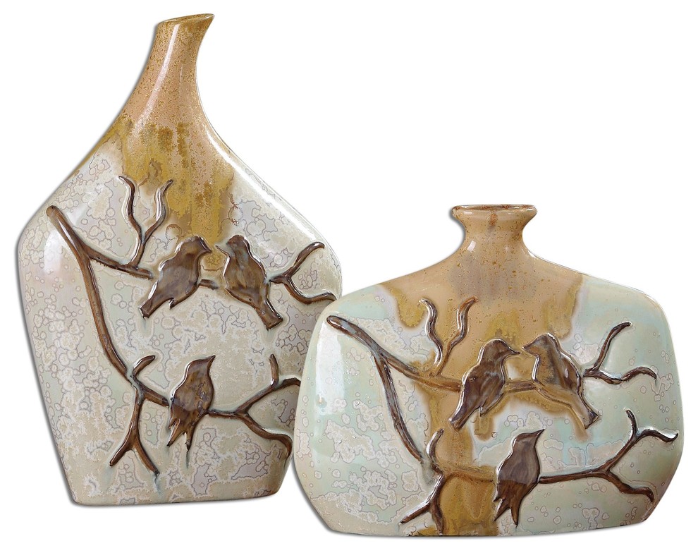 Uttermost Pajaro 2-Piece Ceramic Vase Set