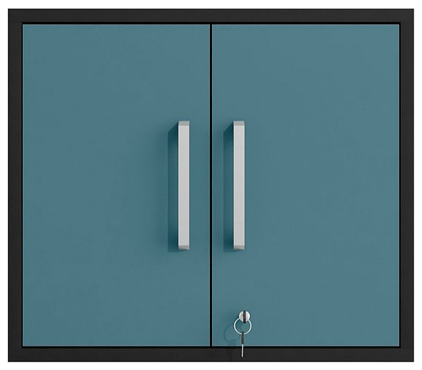 Manhattan Comfort Eiffel Floating Garage Storage Cabinet, Lock & Key, Blue, Single