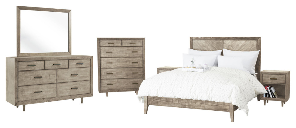 Retro Mid Century 6 Piece King Bedroom Set, Queen - Midcentury ...