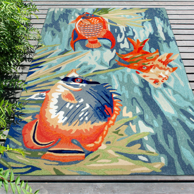 Liora Manne Ravella Tropical Fish Indoor/Outdoor Rug Beach Style