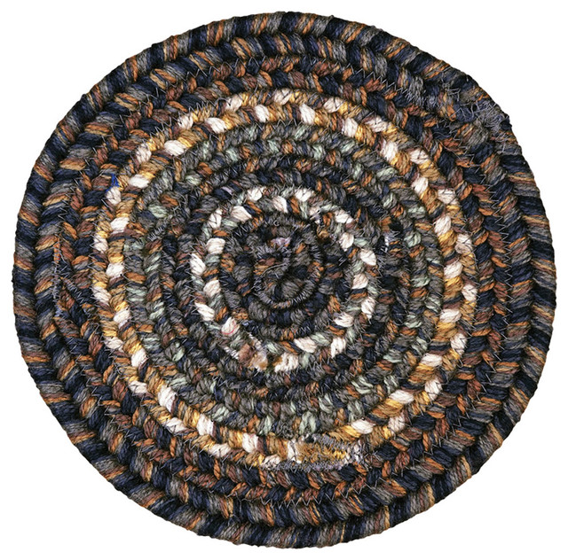 Homespice Decor Mckinley Ultra Wool Braided Trivet Round 8", Black