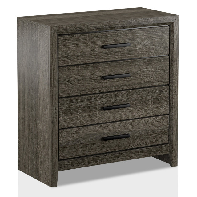 Cottage Vertical Dresser, 4 Roomy Drawers With Curved Black Pulls