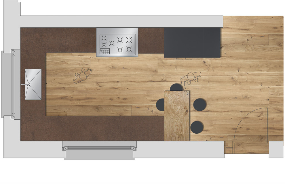 PLANIMETRIA Cucina moderna con gruppo cottura vintage