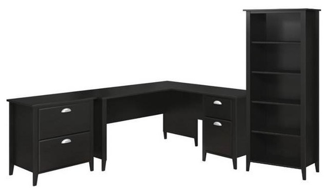 3 Piece Office Set With Filing Cabinet And Corner Desk With