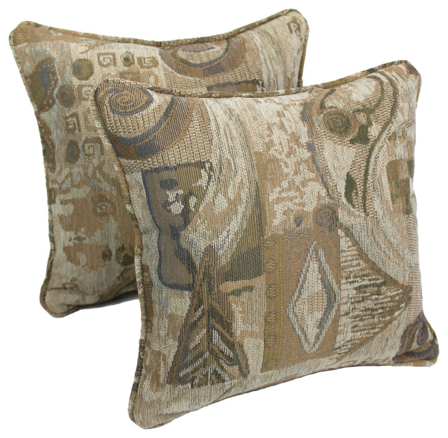 18" DoubleCorded Jacquard Chenille Square Throw Pillows, Set of 2