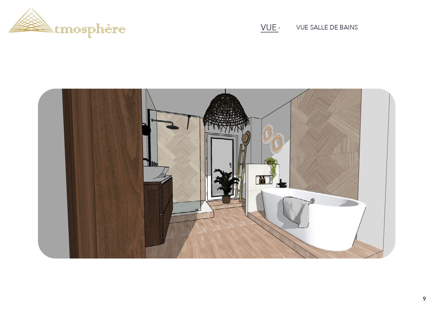 Projection 3D de la salle de bains parentale