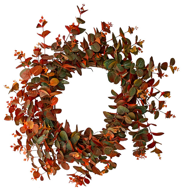 22" Fall Eucalyptus Wreath Traditional Wreaths And Garlands by
