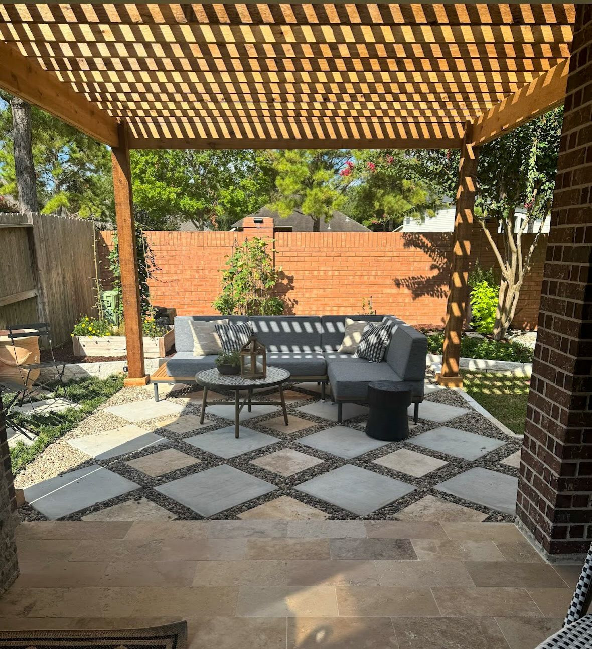 Backyard transformation with Pergola in Cinco Ranch!