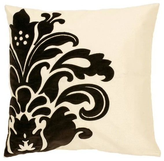 Cream and Ebony Square Pillow by Surya