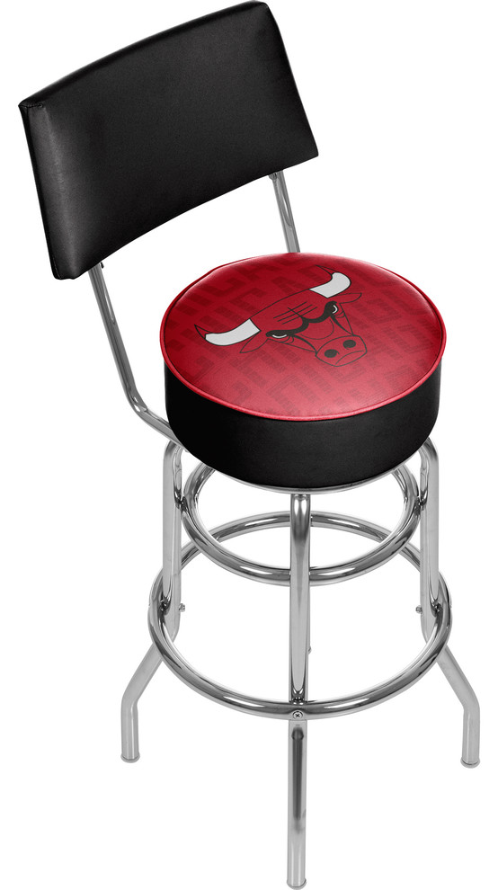 NBA Swivel Bar Stool With Back, City, Chicago Bulls Contemporary